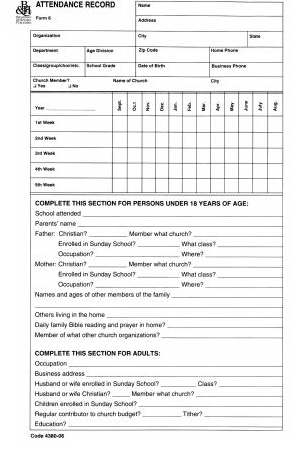 Form-Attendance Record (Form 6) (Pack of 100) (Pkg-100)