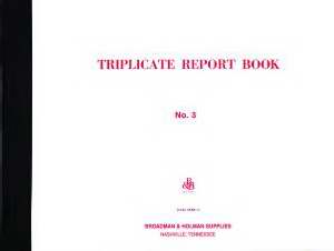 Form-Sunday School Triplicate Report Book No. 3