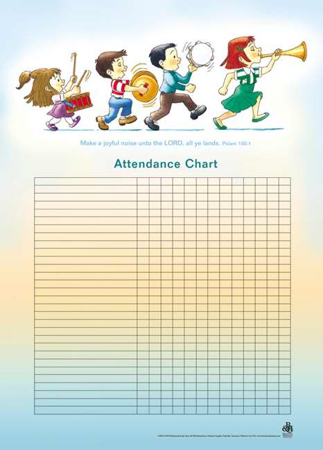Attendance Chart-Music/Children w/Psalm 100:1 (20" x 28")