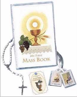 My First Mass Book Vinyl Wallet Gift Set (My First Eucharist Edition)-Girls