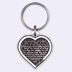 Key Chain-Heart/Love Is Patient-Pewter
