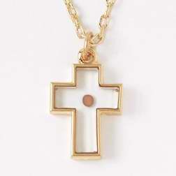 Necklace-Cross w/Mustard Seed w/20" Chain-Gold Plated