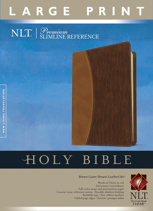 NLT2 Premium Slimline Reference/Large Print Bible-Brown/Brown TuTone