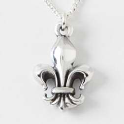 Necklace-Fleur De Lis w/18" Curb Chain (Sterling Silver)