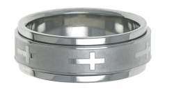 Ring-Cross Spinner-Stainless Steel-Sz 10