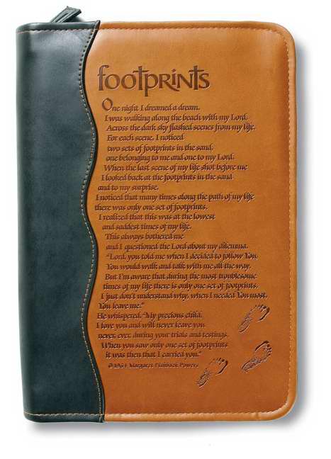 Bible Cover-Footprints-X Large-Tan/Black Duotone
