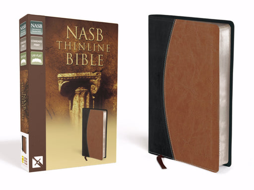 NASB Thinline Bible-Black/Tan Duotone