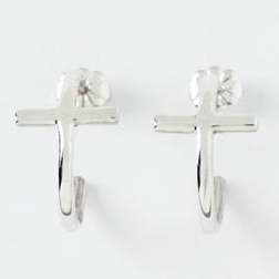 Earring-Cross Hoop-Sterling Silver