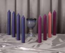 Candle-Advent Church Set-12" x 1 1/2"-Plain Ends (3 Purple & 1 Pink) (Pkg-4)