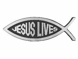 Auto Decal-3D Jesus Lives/Large Fish (Silver) (Pack of 6) (Pkg-6)