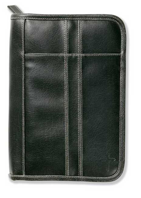 Bible Cover-Distressed Leather Look-Medium-Black