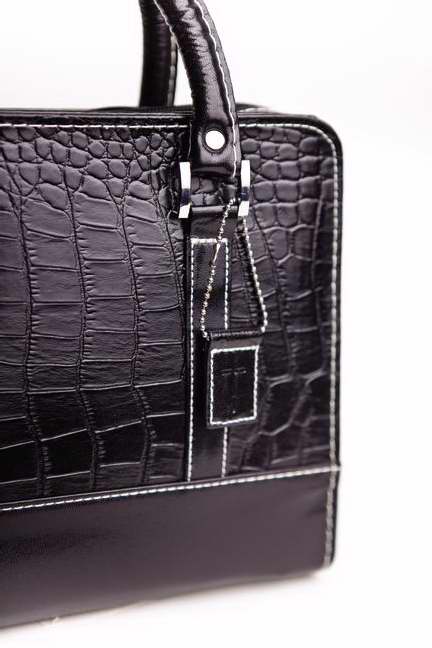 Bible Cover-Reptile W/Purse Handle-X Large-Onyx