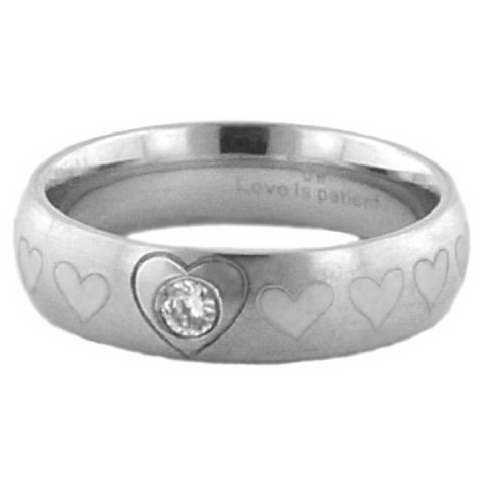 Ring-Purity/Heart w/Stone (Stainless)-Sz  6