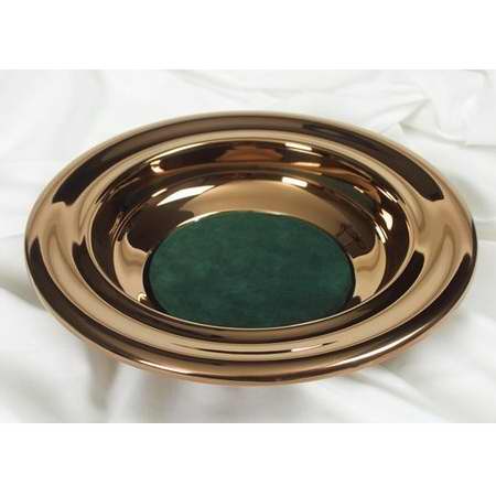 Offering Plate-Bronzetone-Stainless Steel w/Green Felt-12"