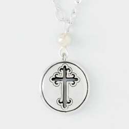 Necklace-Disk Cut-Out Cross w/18" Chain (Sterling Silver)