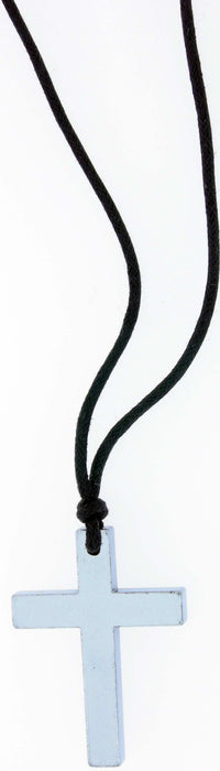 Pendant-Silver Jumbo Hematine Cross-31" Adjustable Black Cord