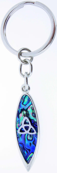 Key Chain-Blue Paua Shell Surfboard W/Knots