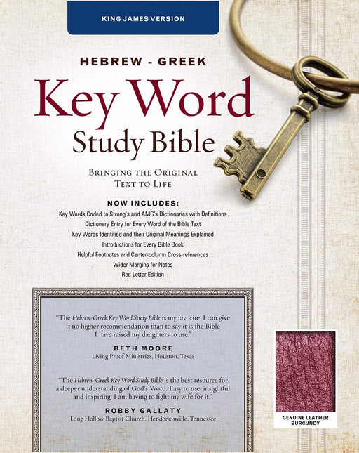 KJV Hebrew-Greek Key Word Study-Burgundy Genuine Leather (New)