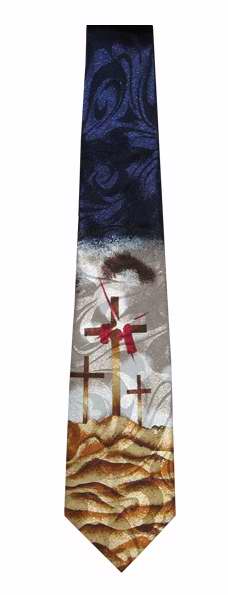 Tie-Three Crosses On Calvary w/Twinkle (Polyester)