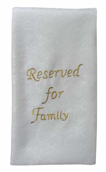 Pew Sash-Reserved For Family-White/Gold
