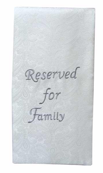 Pew Sash-Reserved For Family-White/Silver