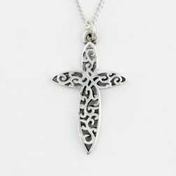 Necklace-Filigree Cross w/18" Chain (Sterling Silver)
