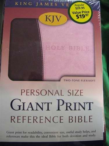 KJV Personal Size Giant Print Reference Bible-Chocolate/Pink Flexisoft (Value Price)