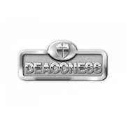 Badge-Deaconess w/Cross-Magnetic Back-Silver (2-1/16" x 2/3")