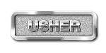 Badge-Usher-Magnetic Back-Silver (2-1/16" x 2/3")