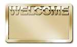 Badge-Welcome w/Bold Lettering-Magnetic Back-Brass (3-2/3" x 2-1/16")