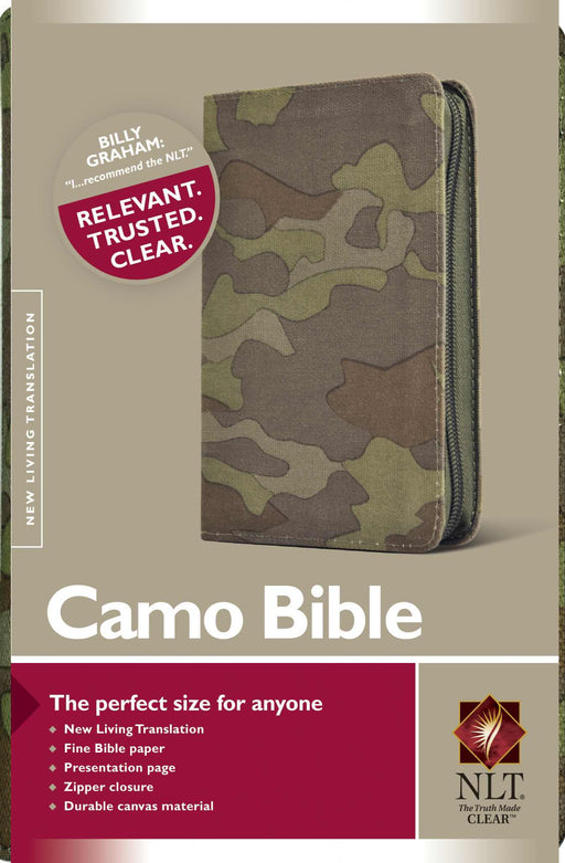 NLT2 Compact Camo Bible-Zipper-Green Camo Canvas
