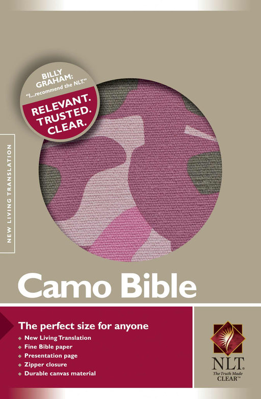 NLT2 Compact Camo Bible-Zipper-Pink Camo Canvas