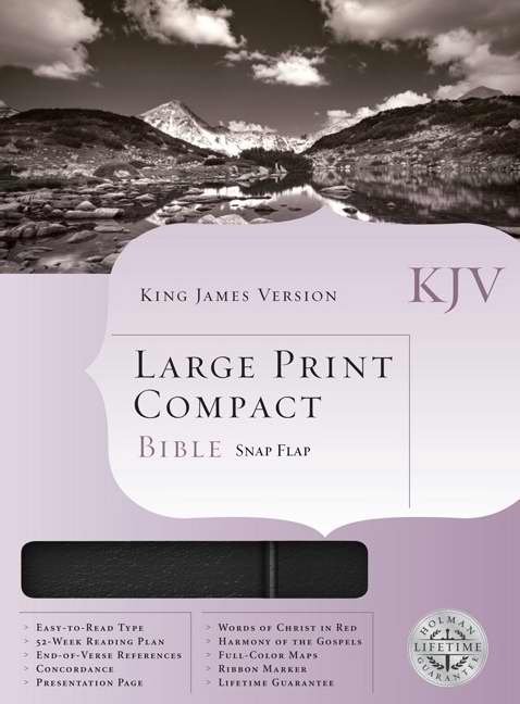 KJV Large Print Compact Bible-Black Bonded Leather w/Snap Flap