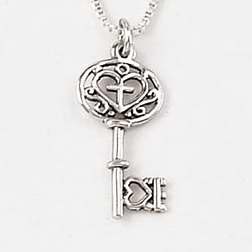 Necklace-Filigree Key w/18" Chain (Sterling Silver)