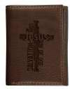 Wallet-Genuine Leather-Cross/Jesus-Trifold-Brown