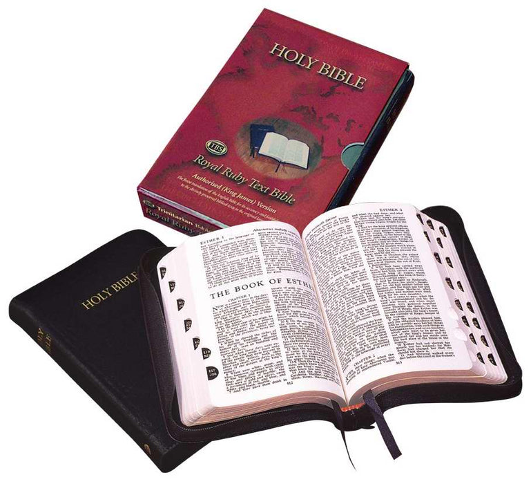 KJV Royal Ruby Text Bible-Black Calfskin Leather Indexed w/Zipper (#31/UTZBK)