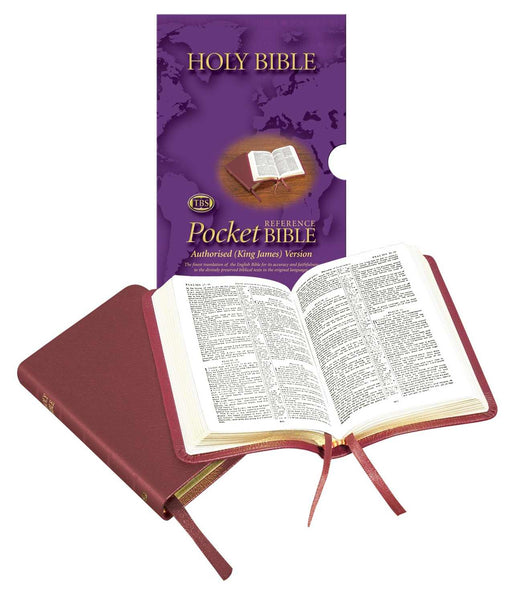 KJV Pocket Reference Bible-Burgundy Calfskin Leather (#7/UBG)
