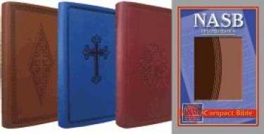 NASB Compact Bible-Burgundy Cross Leathertex