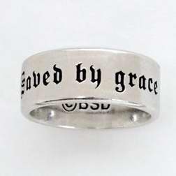 Ring-Saved By Grace (Ladies)-Medium-Pewter
