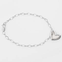 Bracelet-Love Never Fails Heart-8" Adjustable Sterling Silver
