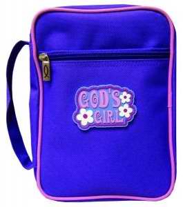 Bible Cover-Kids-Canvas w/Rubber Patch-God's Girl-X Large-Purple/Pink