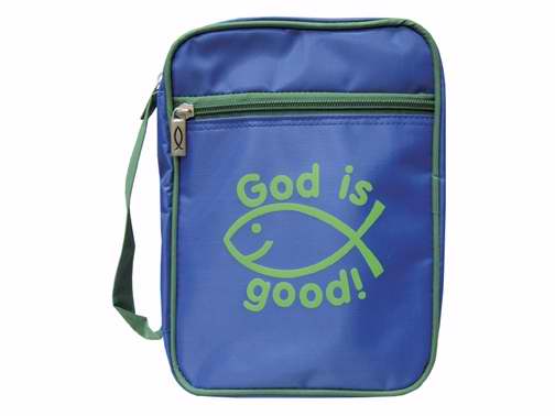 Bible Cover-Kids-Nylon-God Is Good-Small-Blue/Green