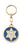 Key Chain-Chai In Star of David (Blue/White)-Brass