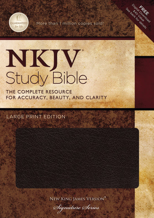 NKJV Study Bible/Large Print (Second Edition)-Black Bonded Leather Indexed