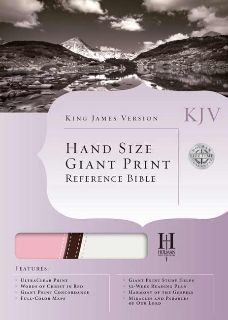 KJV Large Print Personal Size Reference Bible-Pink/White/Brown LeatherTouch