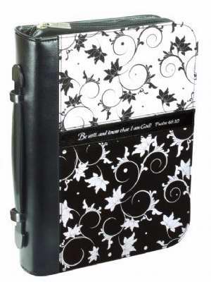 Bible Cover-Blanc Noir Microfiber-Medium-Black/White