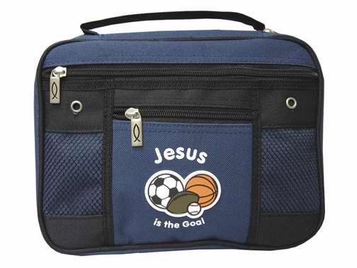 Bible Cover-Kids-Canvas w/Rubber Patch-Jesus Is The Goal-Medium-Navy