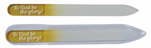 Fingernail File-Glass-To God Be The Glory-Yellow (Pack Of 4) (Pkg-4)