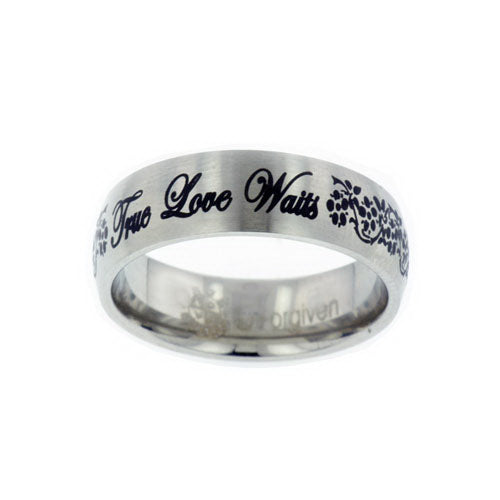 Ring-True Love Waits-Flowers (Stainless)-Sz  8