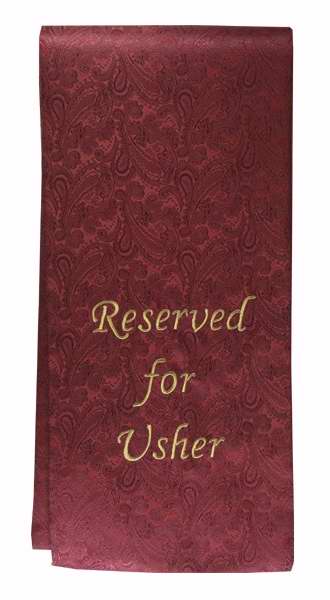 Pew Sash-Reserved For Usher-Burgundy/Gold